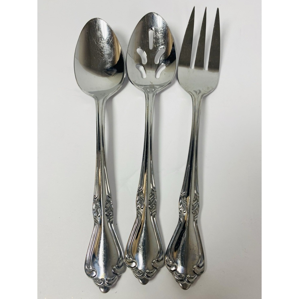 Belle Grove Reed & Barton Select Serving Set Stainless Flatware Spoons Meat Fork